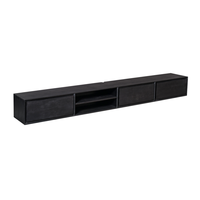 Zwevend tv meubel Ambiance Zwart Mangohout 240 cm