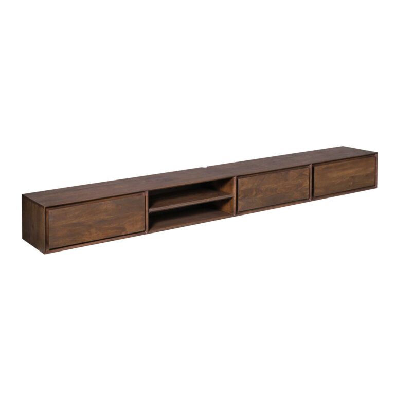 Zwevend tv meubel Ambiance Bruin Mangohout 280 cm