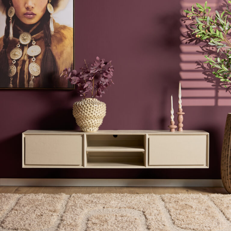 Zwevend tv meubel Ambiance Naturel Mangohout 120 cm