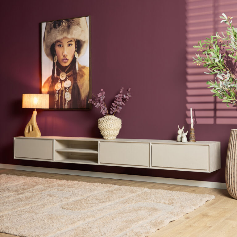 Zwevend tv meubel Ambiance Naturel Mangohout 120 cm