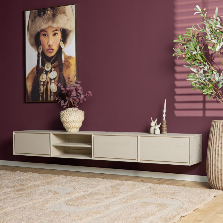 Zwevend tv meubel Ambiance Naturel Mangohout 120 cm