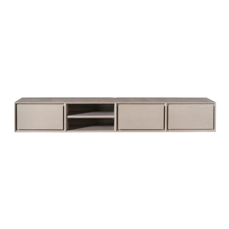 Zwevend tv meubel Ambiance Taupe Mangohout 200 cm