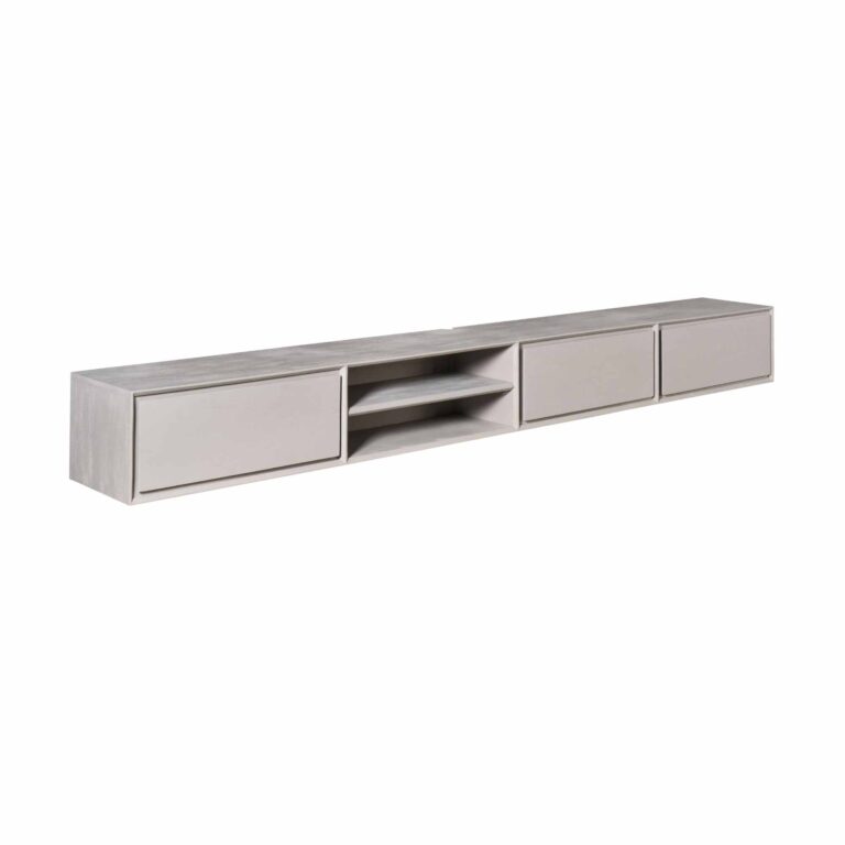 Zwevend tv meubel Ambiance Taupe Mangohout 240 cm