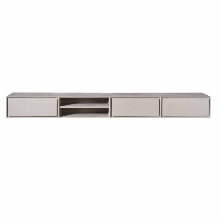 Zwevend tv meubel Ambiance Taupe Mangohout 280 cm
