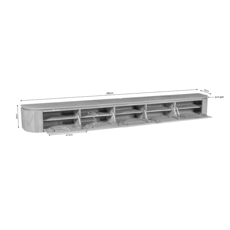 Tv meubel Excellent Naturel Mangohout 280 cm