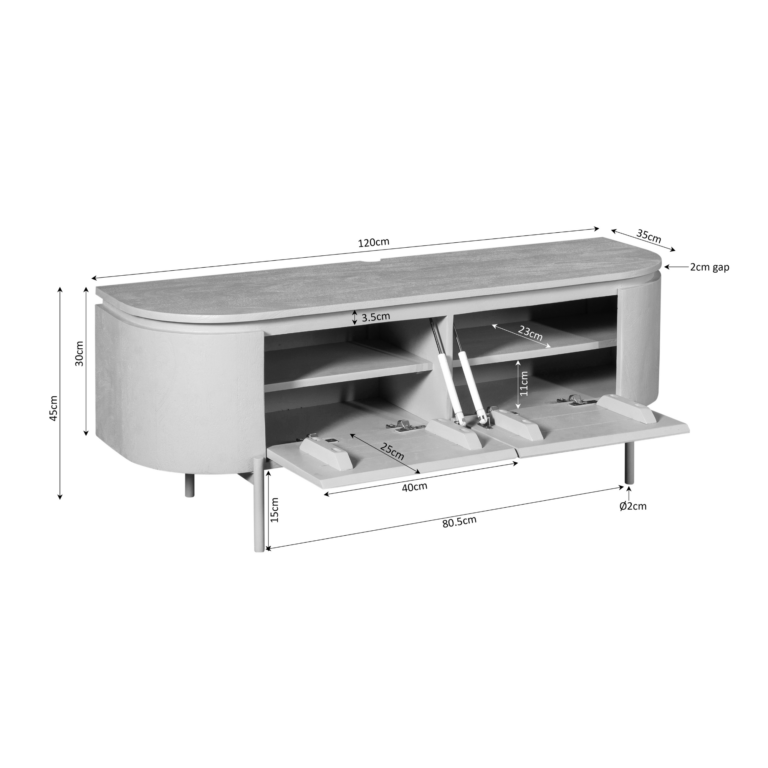 Meuble TV Excellent Taupe Bois de manguier 120 cm