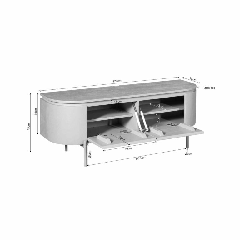 Meuble TV Excellent Taupe Bois de manguier 120 cm