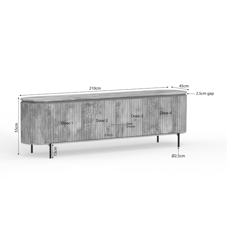 TV-Möbel Solana Natur Mangoholz 210 cm