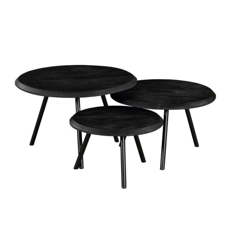 Salontafel set Ohio Zwart Mangohout 70 cm