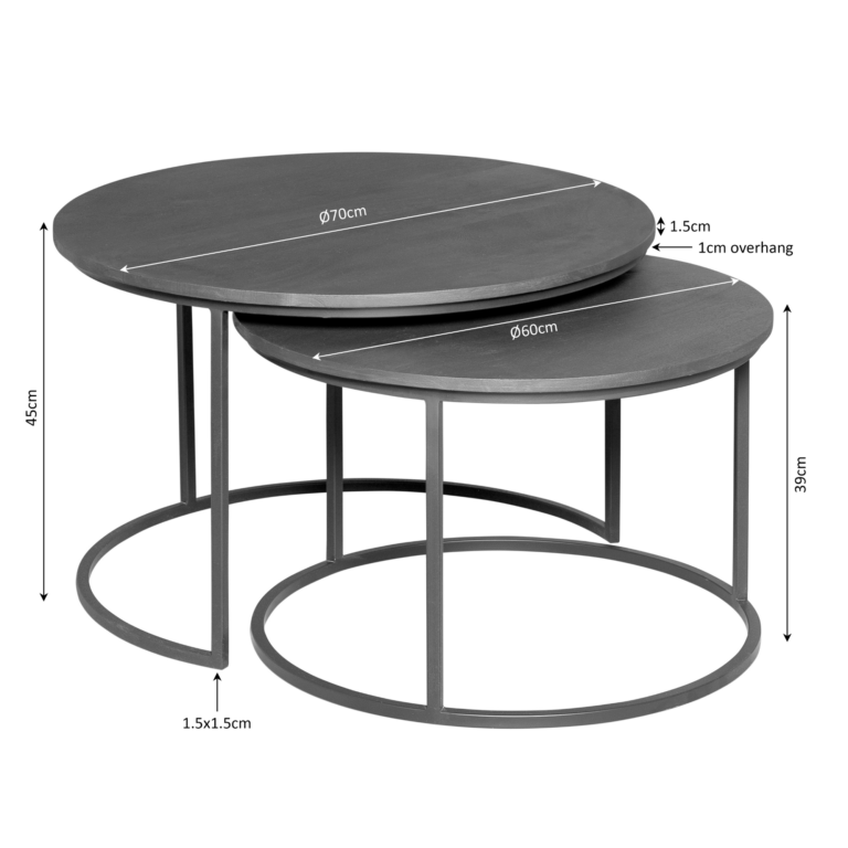 Salontafel set Madison Naturel Mangohout 70 cm