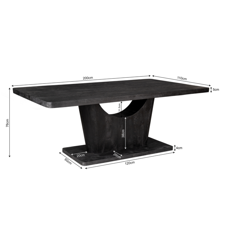 Eettafel Voco Zwart Mangohout 200 cm
