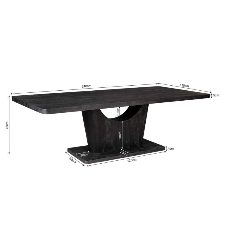 Eettafel Voco Zwart Mangohout 240 cm