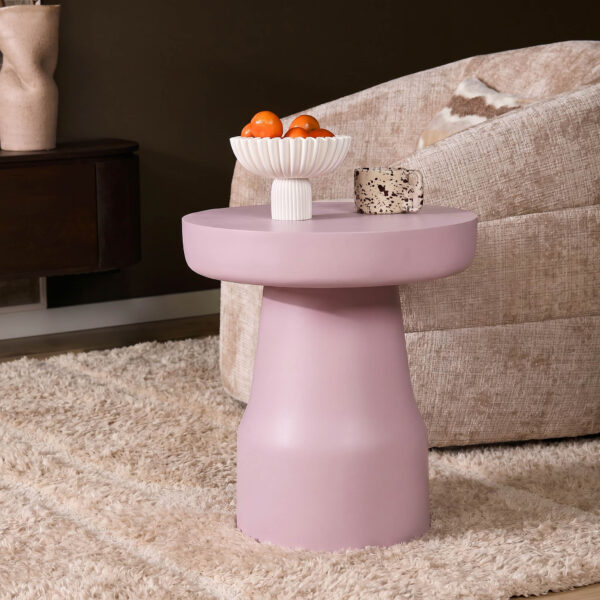 Bijzettafel Drum Roze Mangohout 40 cm