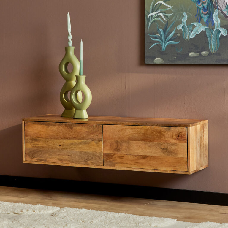 Schwebendes TV-Möbel Vison Natur Mangoholz 120 cm