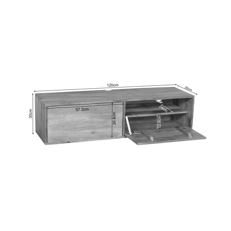 Schwebendes TV-Möbel Vision Hell Mangoholz 120 cm