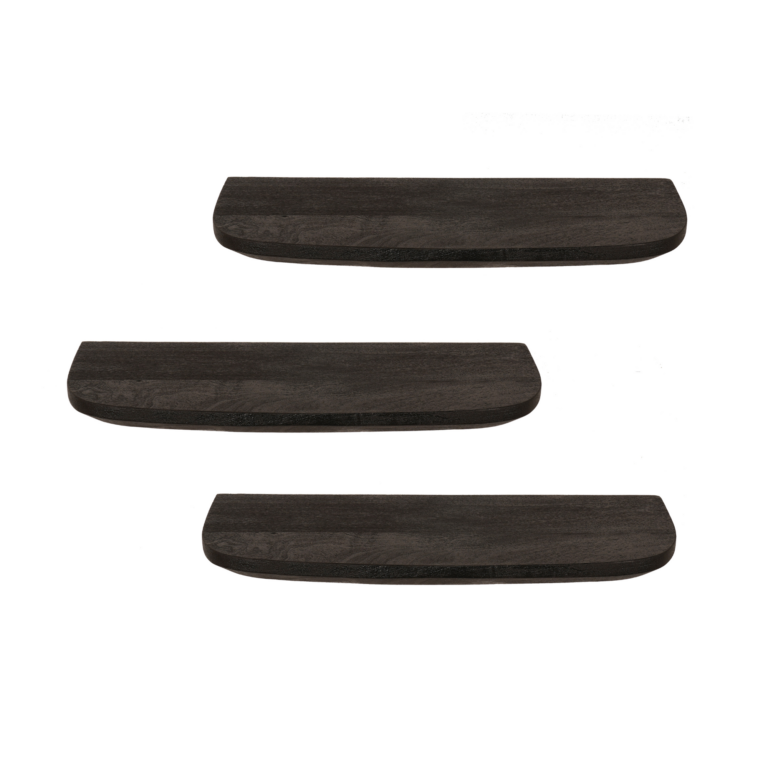 Wandplank Gusta Zwart Mangohout Set van 3