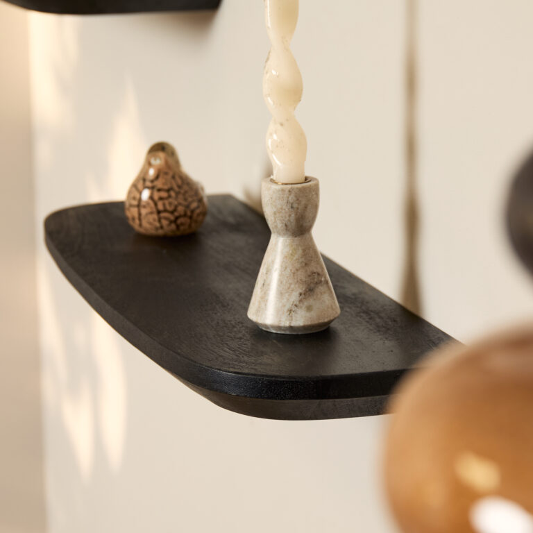 Wandplank Gusta Zwart Mangohout Set van 3