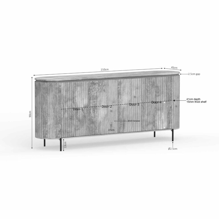 Dressoir Solana Taupe Mangohout 210 cm