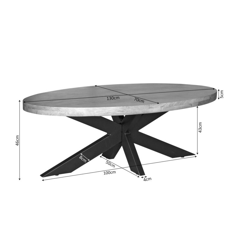 Ovale salontafel Dakota Naturel Mangohout 130 cm