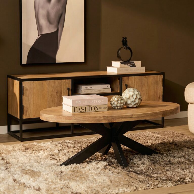 Ovale salontafel Dakota Naturel Mangohout 130 cm