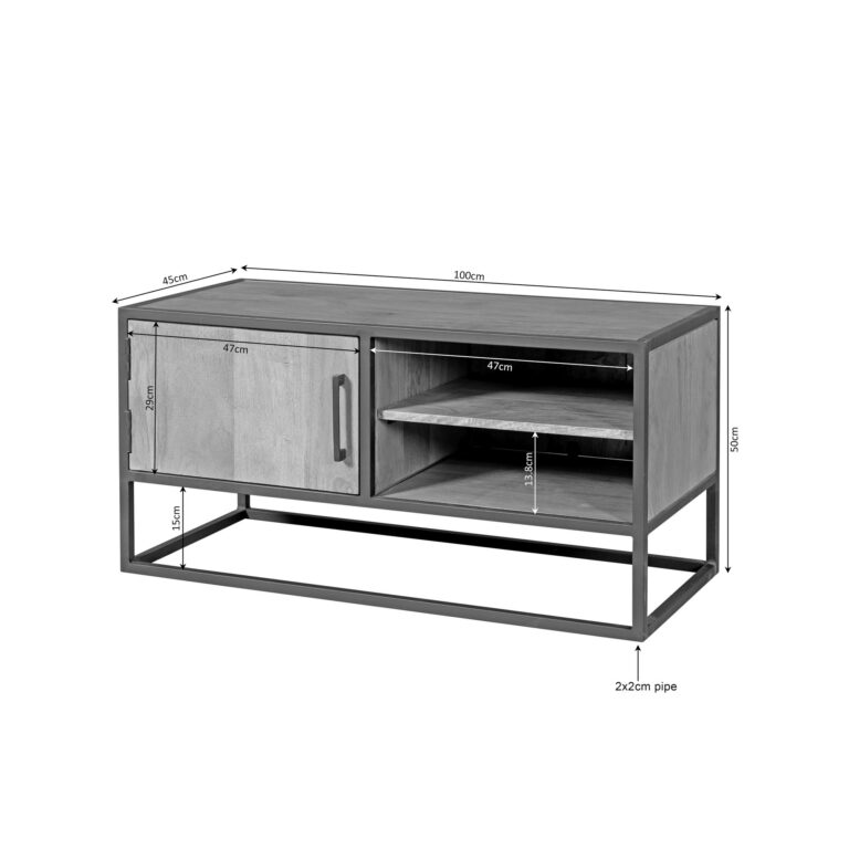 Tv meubel Dakota Naturel Mangohout 100 cm