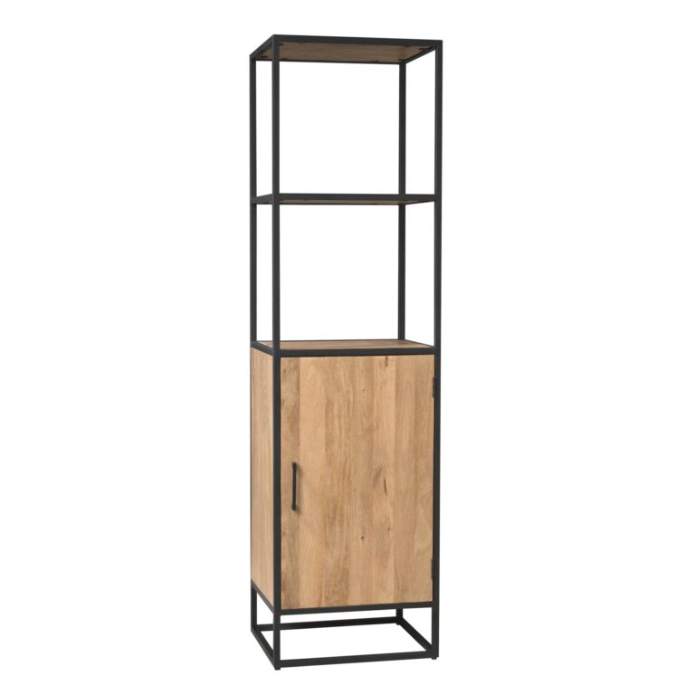 Boekenkast Dakota met deur Naturel Mangohout 55 cm