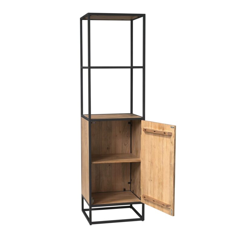 Boekenkast Dakota met deur Naturel Mangohout 55 cm