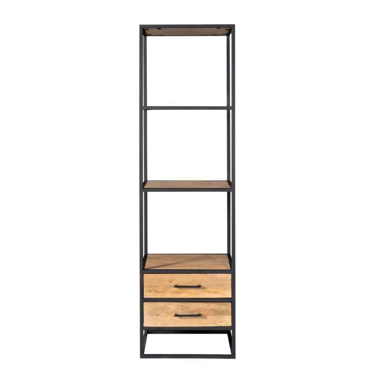 Boekenkast Dakota met lades Naturel Mangohout 55 cm