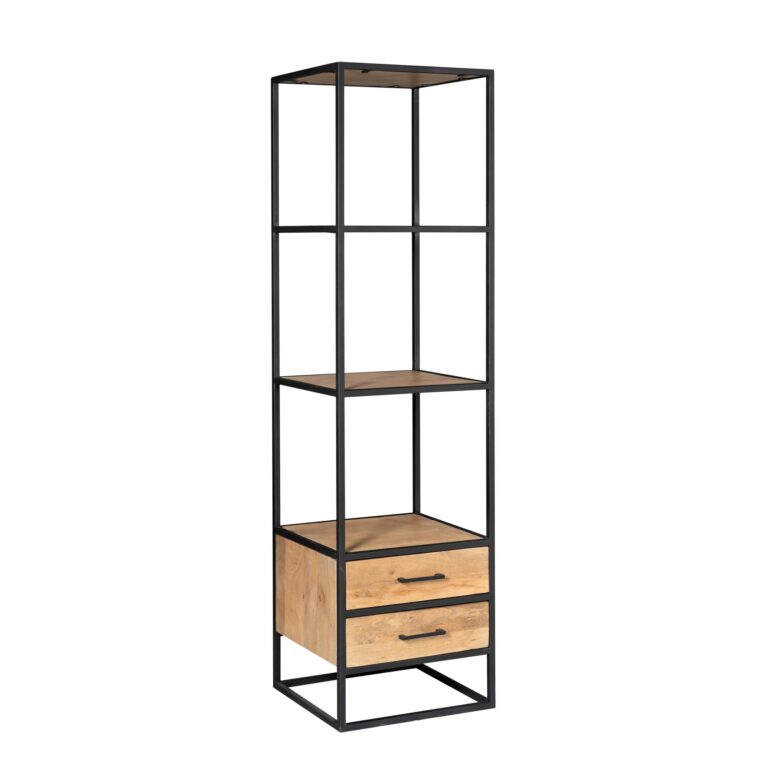 Boekenkast Dakota met lades Naturel Mangohout 55 cm