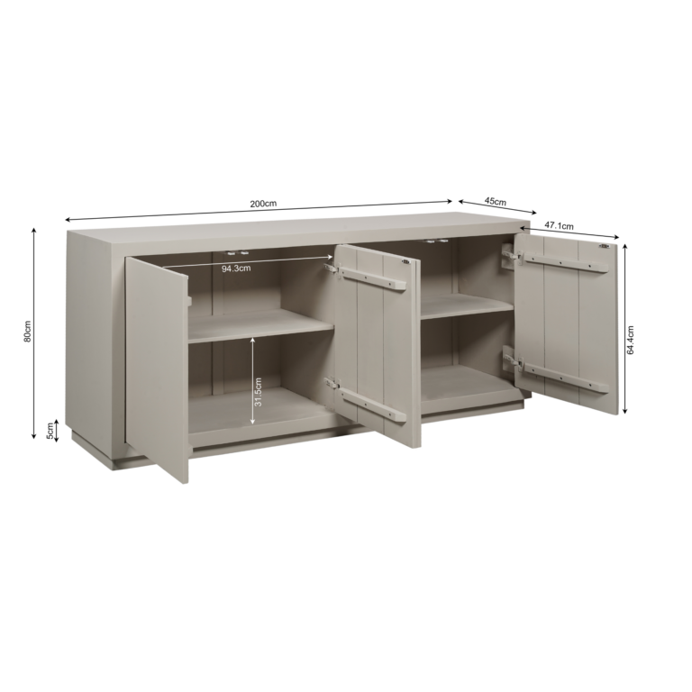 Dressoir Brussel Zand Mangohout 200 cm