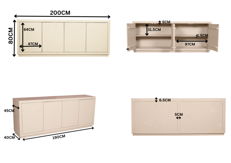 Dressoir Brussel Zand Mangohout 200 cm