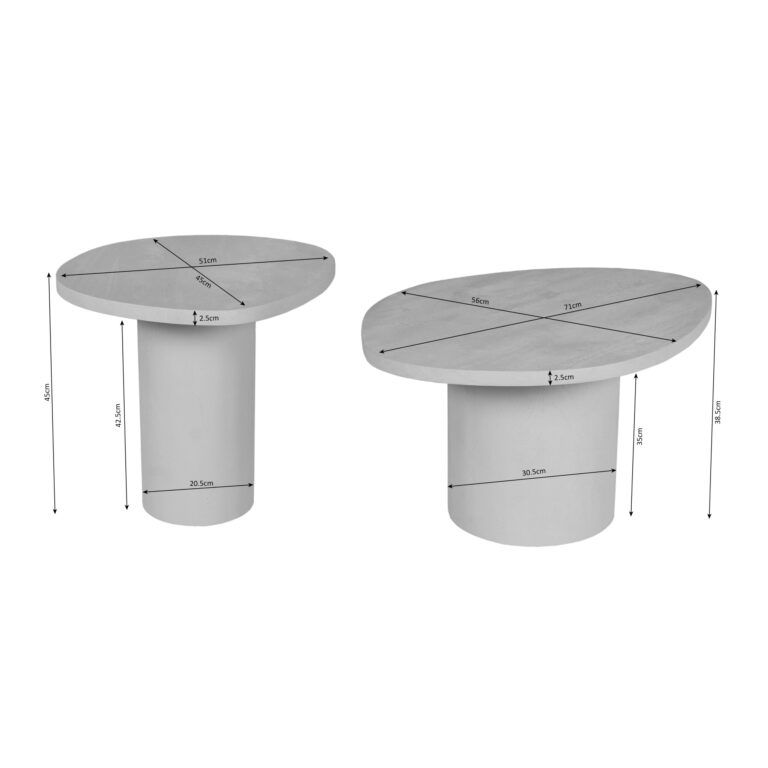 Salontafel set Mirre Zand Mangohout 70 cm