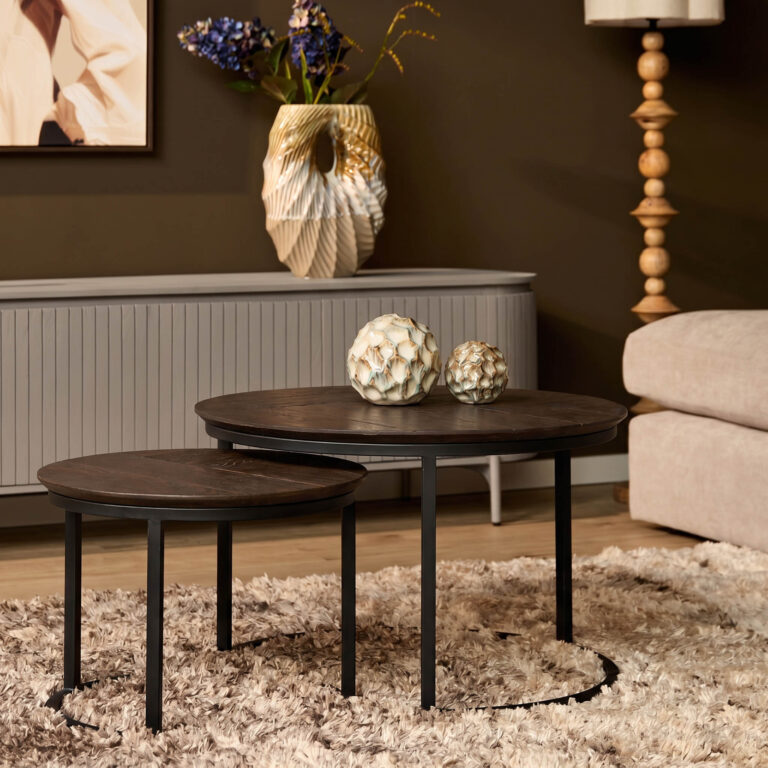 Salontafel set Otik Bruin Eikenhout 70 cm