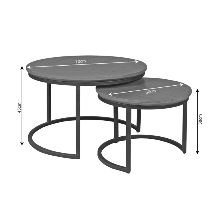 Salontafel set Otik Bruin Eikenhout 70 cm