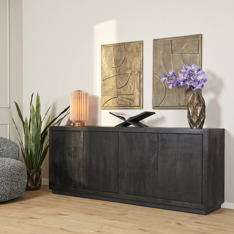 Dressoir Brussel Zwart Mangohout 200 cm