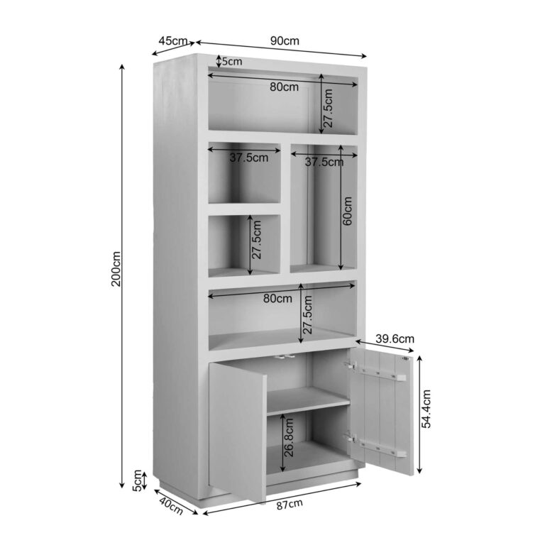 Vakkenkast Brussel Zwart Mangohout 90 cm