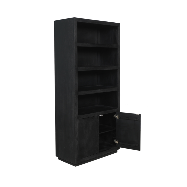 Bücherregal Brussel Schwarzes Mangoholz 90 cm