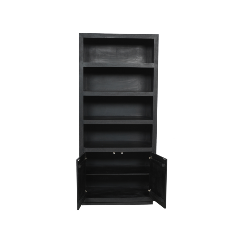 Bücherregal Brussel Schwarzes Mangoholz 90 cm