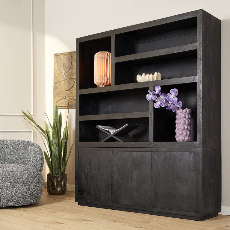 Vakkenkast Brussel XL Zwart Mangohout 160 cm