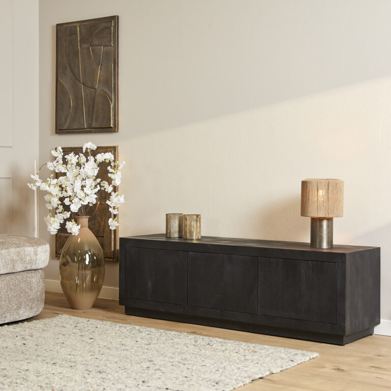 Tv meubel Brussel Zwart Mangohout 150 cm