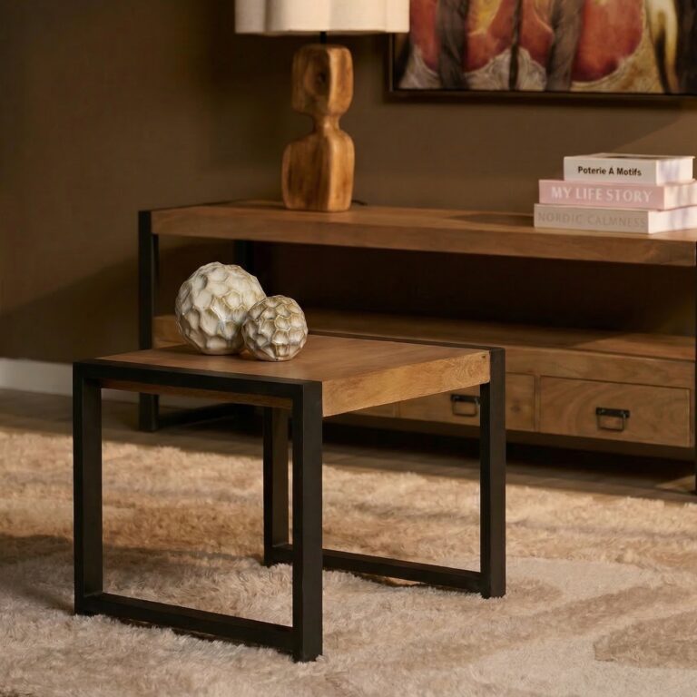Bijzettafel Britt Naturel Mangohout 60 cm