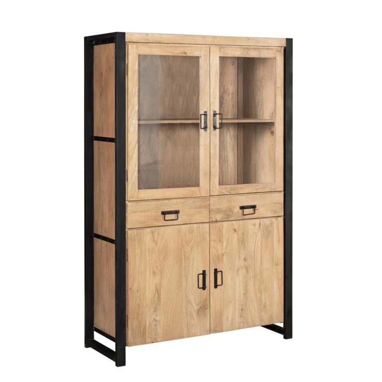 Vitrinekast Britt Naturel Mangohout 115 cm