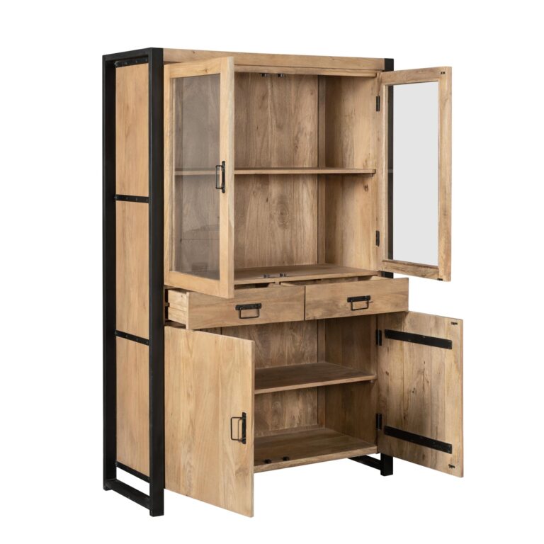 Vitrinekast Britt Naturel Mangohout 115 cm