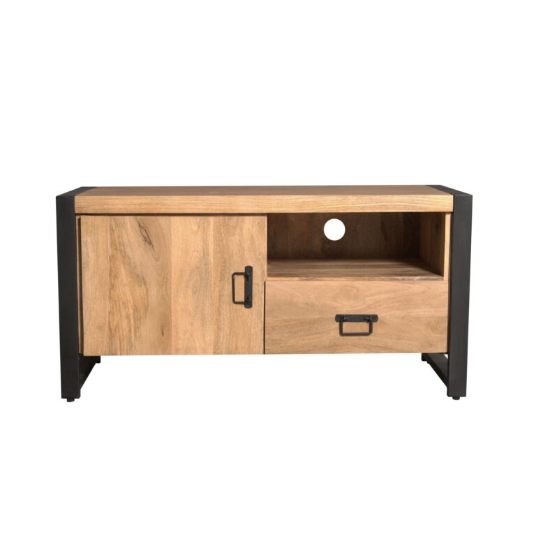Tv meubel Britt met deur en open vak Naturel Mangohout 110 cm