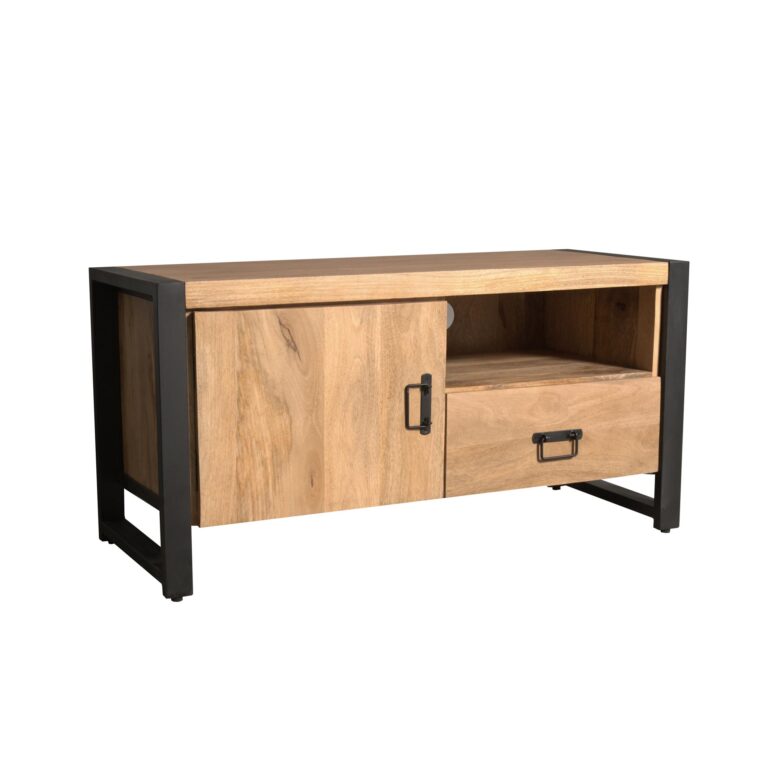 Tv meubel Britt met deur en open vak Naturel Mangohout 110 cm