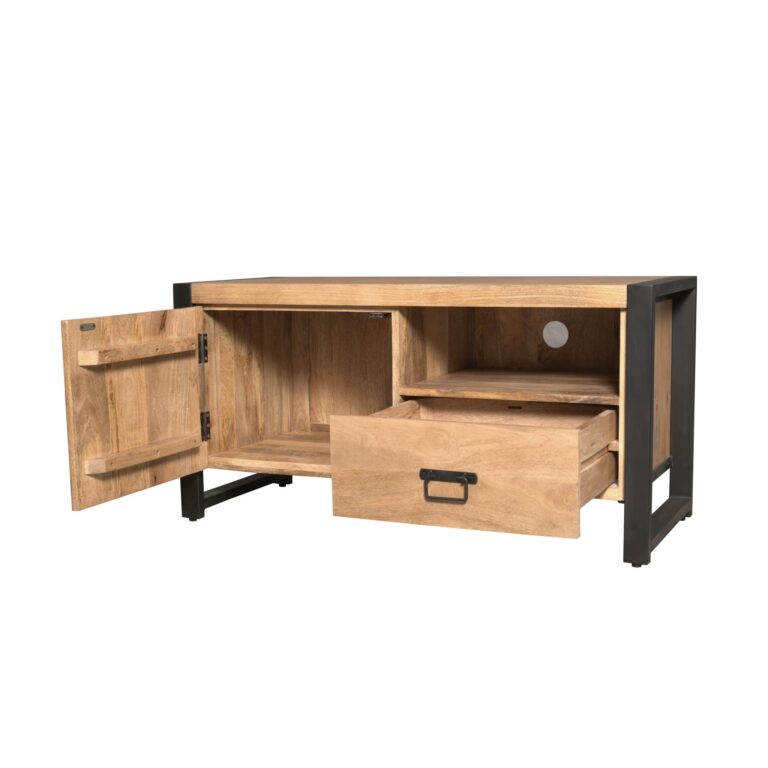 Tv meubel Britt met deur en open vak Naturel Mangohout 110 cm