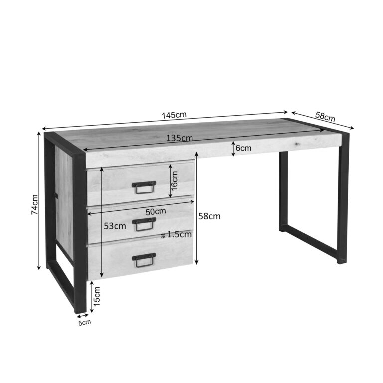 Bureau Britt Naturel Mangohout 145 cm