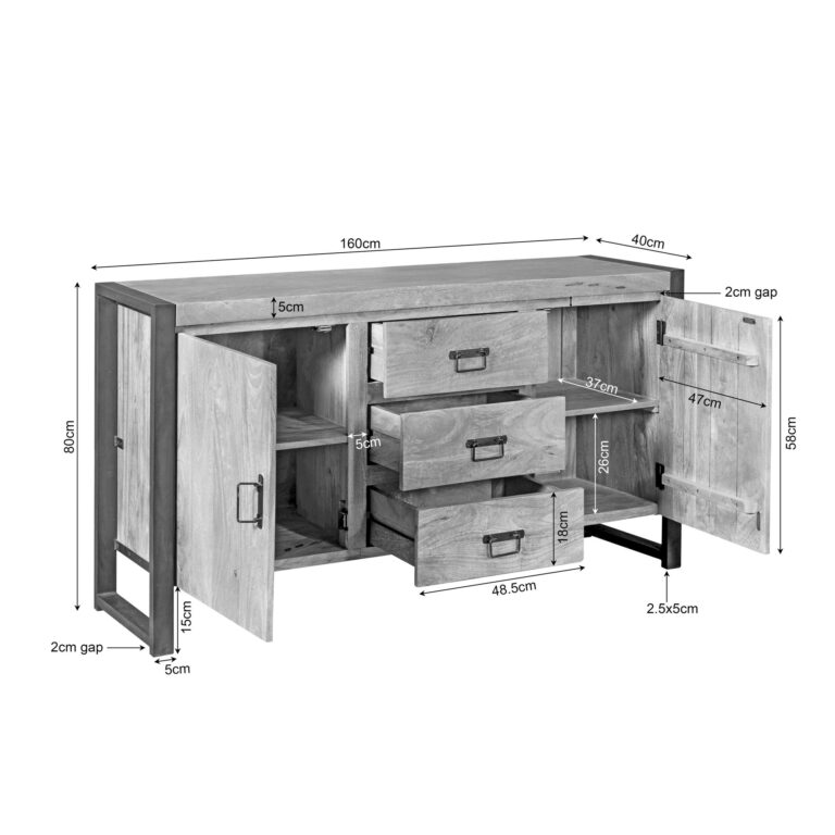 Dressoir Britt Naturel Mangohout 160 cm