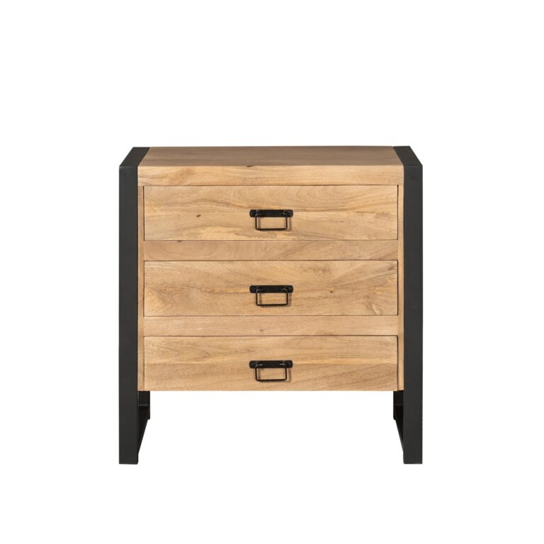 Ladenkast Britt Drie Lades Naturel Mangohout 80 cm