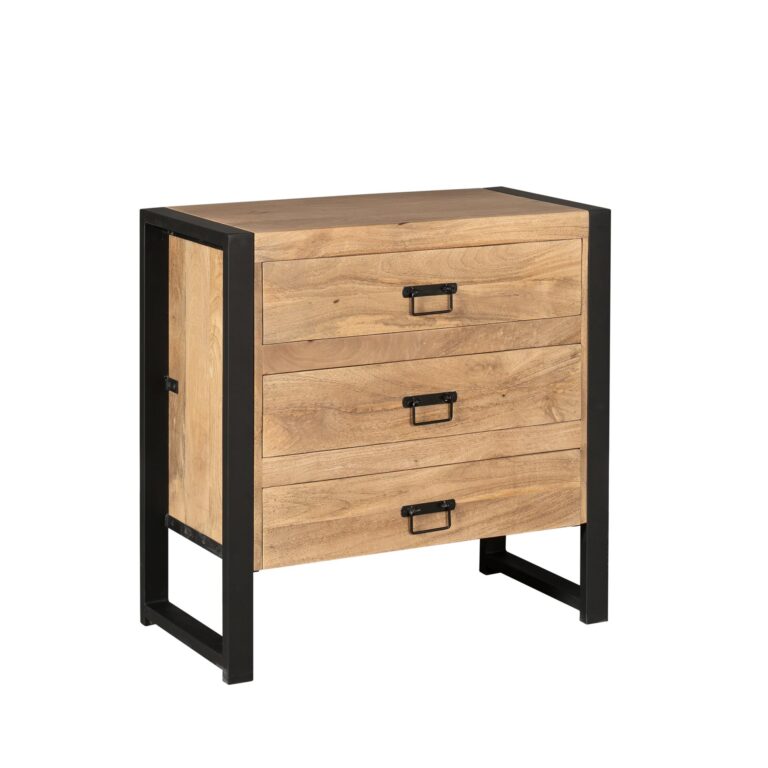 Ladenkast Britt Drie Lades Naturel Mangohout 80 cm